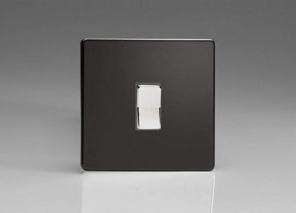 Varilight XDLR1S Screwless Premium Black 1-Gang 10A 1 or 2 Way Retractive Light Switch