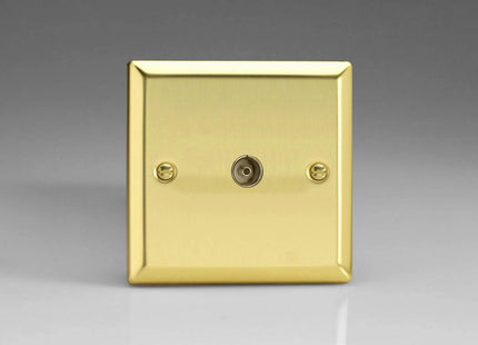 Varilight 1-Gang TV Plug Socket, Co-Axial Victorian Brass XV8