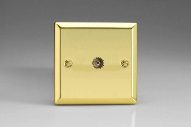 Varilight 1-Gang TV Plug Socket, Co-Axial Victorian Brass XV8