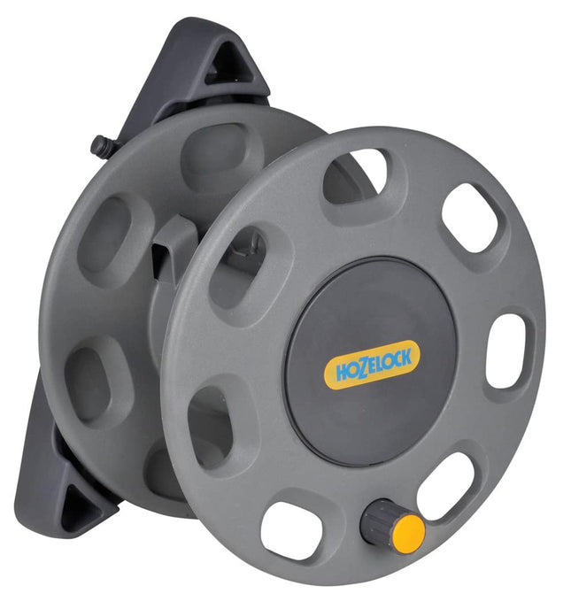 Hozelock 2420 Wall Mounted Hose Reel 30m Capacity Empty | Manual Garden Hose Storage Reel with Hose Guide & Wall Fixings