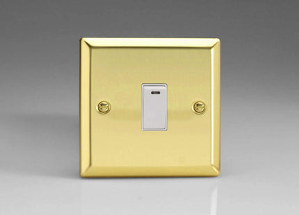 Varilight 1-Gang 20A Double Pole Rocker Light Switch + Neon Indicator Light Victorian Brass XV20NW