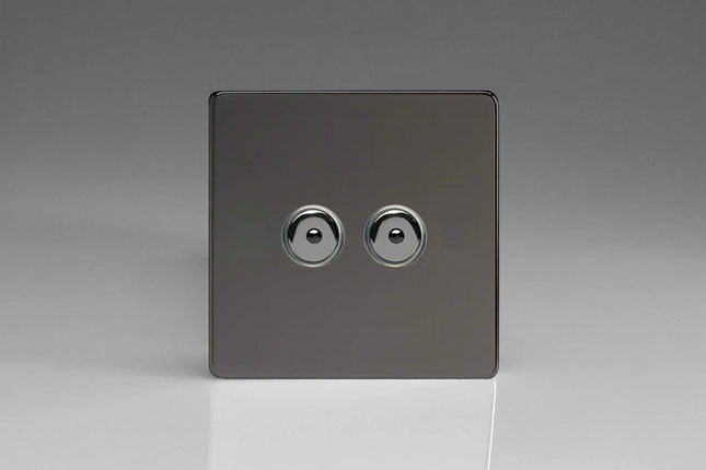 Varilight V-Pro IR 2-Gang 1-Way Remote/Touch Control Master LED Dimmer Light Switch 2 x 0-100W (Max 10 LEDs) Iridium IJDII102S