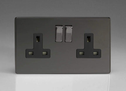 Varilight XDI5BS 13A Socket Iridium Black Black 2-Gang