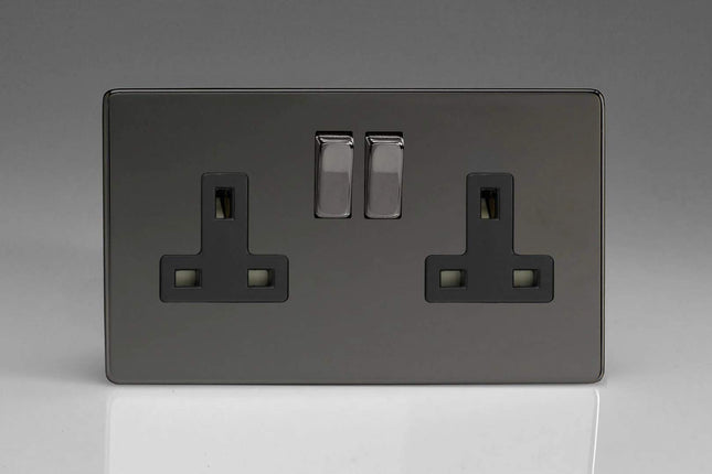 Varilight XDI5BS 13A Socket Iridium Black Black 2-Gang