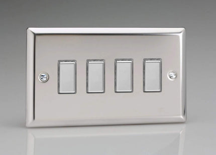 Varilight Eclique 2 4-Gang Tactile Touch Control Dimming Light Switch Slave for use with Master on 2-Way Circuits (Twin Plate) Mirror Chrome JCES004