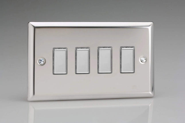 Varilight Eclique 2 4-Gang Tactile Touch Control Dimming Light Switch Slave for use with Master on 2-Way Circuits (Twin Plate) Mirror Chrome JCES004