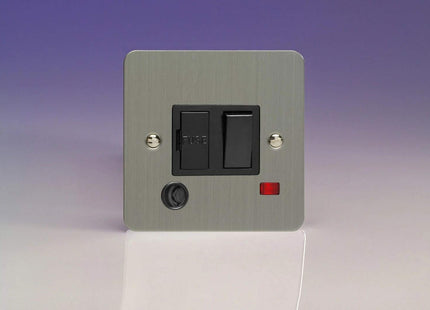 Varilight XFS6FONB 13A Switched Fuse Spur In Brushed Steel With Neon & Flex Outlet With Black Insert