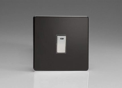 Varilight XDL20NDS Screwless Premium Black 1-Gang 20A Double Pole Switch + Neon Indicator