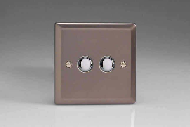 Varilight 2-Gang 6A 1-Way Push-to-Make Momentary Switch Pewter XRM2