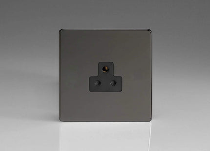 Varilight 1-Gang 2A Round Pin Socket Dimension Screwless Iridium-Black XDIRP2ABS