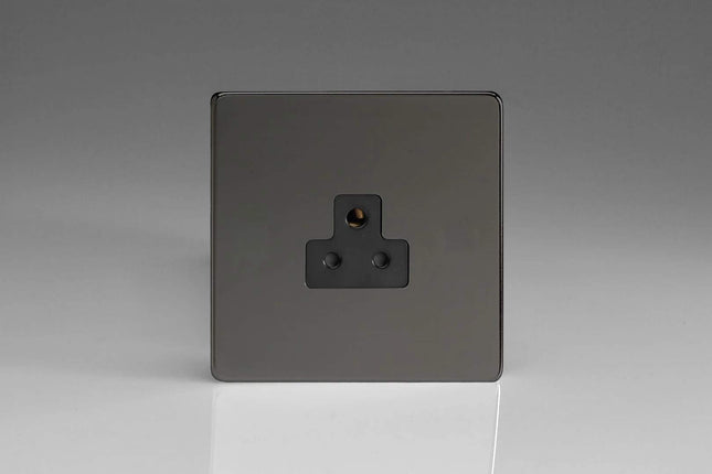 Varilight 1-Gang 2A Round Pin Socket Dimension Screwless Iridium-Black XDIRP2ABS