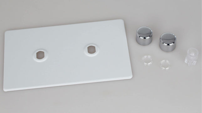 Varilight Matrix 2-Gang Double Plate Unpopulated Dimmer Kit. Screwless Primed and Ready to Paint