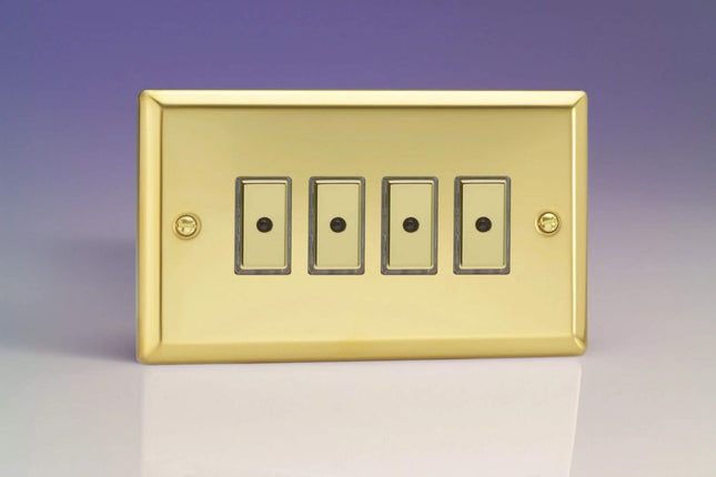 Varilight 4-Gang 1-Way Remote/Tactile Touch Control Master LED Dimmer 4 x 0-100W (Max 10 LEDs) Victorian Brass JVE104