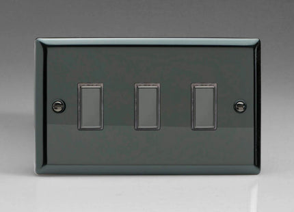 Varilight 3-Gang Tactile Touch Control Dimming Light Switch Slave for use with Eclique2 Master on 2-Way Circuits (Twin Plate) Iridium JIES003