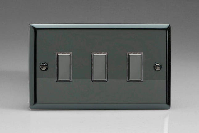 Varilight 3-Gang Tactile Touch Control Dimming Light Switch Slave for use with Eclique2 Master on 2-Way Circuits (Twin Plate) Iridium JIES003
