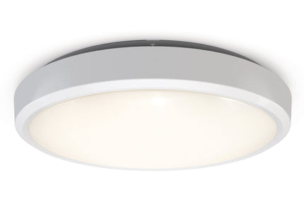 4lite Indoor Or Outdoor Round IP54 Wall/Celling LED Light 18w 1847lm White Bezel Switchable Warm White Cool White