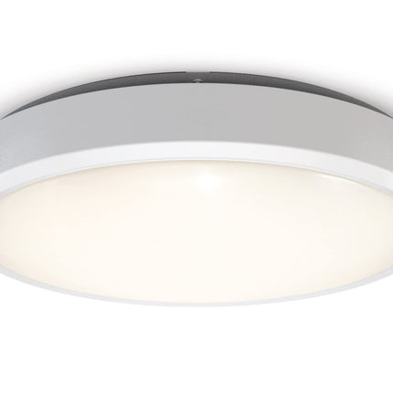 4lite Indoor Or Outdoor Round IP54 Wall/Celling LED Light 18w 1847lm White Bezel Switchable Warm White Cool White