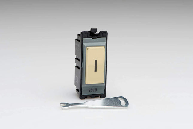Varilight G202SKV PowerGrid Module Brass 20A 2-Way Single Pole Key Switch
