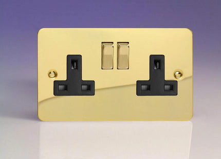 Varilight 2-Gang 13A Double Pole Switched Socket with Metal Rockers XFV5DB