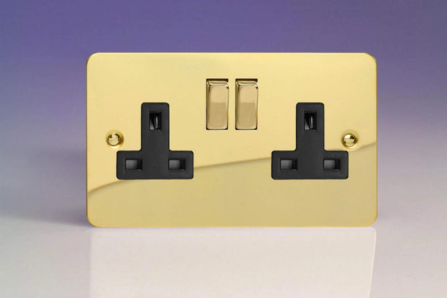 Varilight 2-Gang 13A Double Pole Switched Socket with Metal Rockers XFV5DB