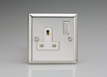 Varilight XC4DW 13A Switched Socket 1-Gang White Mirror Chrome