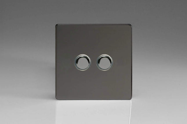 Varilight 2-Gang 6A 1- or 2-Way Push-On/Off Impulse Switch Iridium XDIP2S