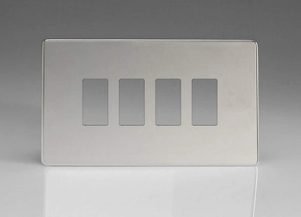Varilight XDCPGY4S Screwless Polished Chrome 4 Gang PowerGrid Plate (Twin Plate)