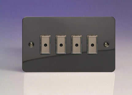 Varilight 4-Gang 1-Way Remote/Tactile Touch Control Master LED Dimmer Light Switch 4 x 0-100W (Max 10 LEDs) Iridium JFIE104