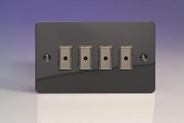 Varilight 4-Gang 1-Way Remote/Tactile Touch Control Master LED Dimmer Light Switch 4 x 0-100W (Max 10 LEDs) Iridium JFIE104