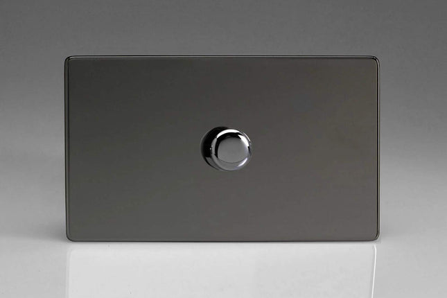 Varilight 1-Gang 2-Way Push-On/Off Rotary Dimmer 1 x 200-1400W (Twin Plate) Iridium IDIDP1501S