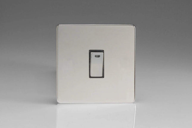 Varilight 1-Gang 20A Double Pole Rocker Light Switch + Neon Indicator Light Polished Chrome XDC20NDS