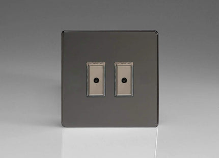 Varilight Eclique 2 Screwless Iridium Black 2-Gang 1-Way Remote Control/Touch Master LED Dimmer 2 x 0-100W (Max 10 LEDs) JDIE102S