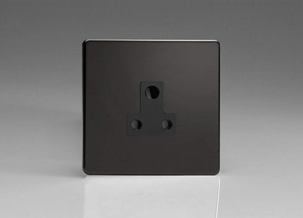 Varilight 1-Gang 5A Round Pin Plug Socket Premium Black XDLRP5ABS