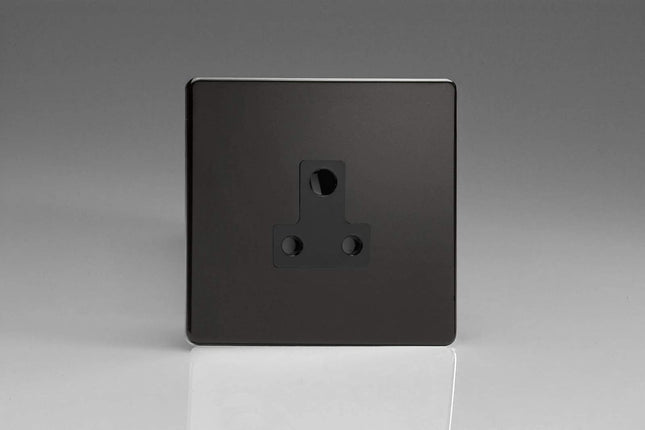 Varilight 1-Gang 5A Round Pin Plug Socket Premium Black XDLRP5ABS