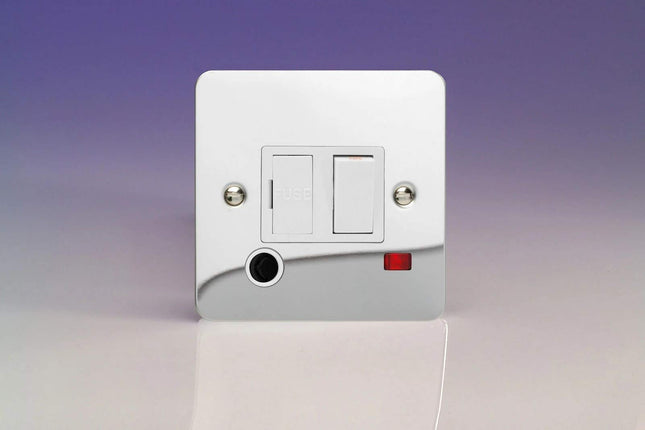 Varilight 13A Switched Fused Spur + Neon + Flex Outlet Polished Chrome XFC6FONW
