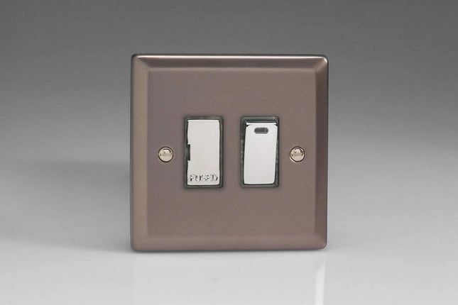 Varilight 13A Switched Fused Spur + Neon with Metal Inserts Pewter XR6ND