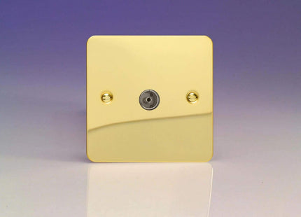 Varilight Ultra Flat Plate Polished Brass TV Socket XFV8