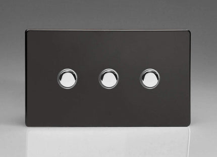 Varilight 3-Gang 6A 1-Way Push-to-Make Momentary Switch (Twin Plate) Premium Black XDLM3S