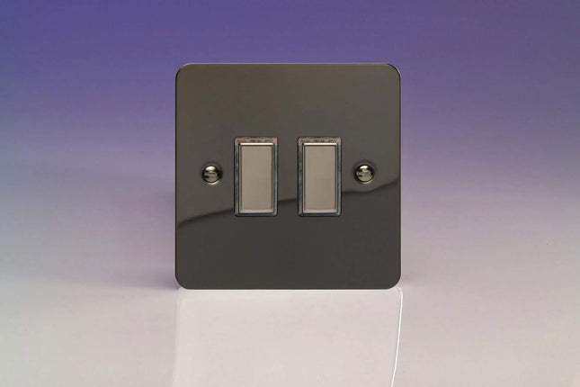 Varilight 2-Gang Tactile Touch Control Dimming Light Switch Slave for use with Eclique2 Master on 2-Way Circuits Iridium JFIES002