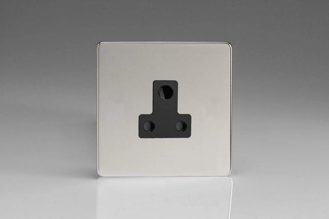 Varilight 1-Gang 5A Round Pin Plug Socket Polished Chrome XDCRP5ABS