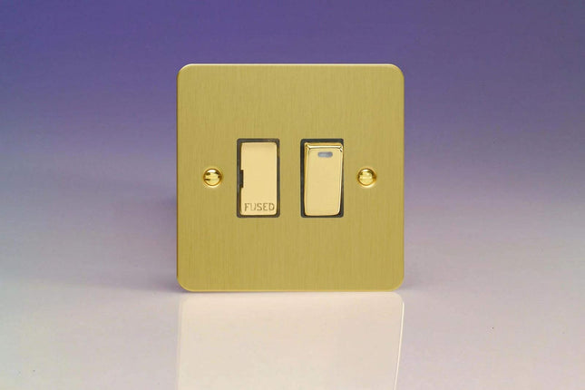 Varilight 13A Switched Fused Spur + Neon with Metal Inserts Brushed Brass XFB6ND