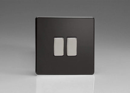 Varilight 2-Gang (10A Intermediate Switch + 10A 1- or 2-Way Rocker Light Switch) Premium Black XDL71S