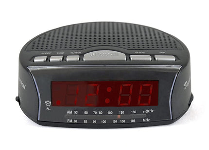 LLOYTRON "Daybreak" Alarm Clock Radio with Buzz Alarm or Radio Snooze Function Sleep Timer Rotary Tuning and Volume Controls Mains Operated AM / FM Radio J2006BK Black