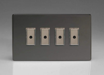 Varilight Eclique 2 4-Gang 1-Way Remote/Tactile Touch Control Master LED Dimmer Light Switch 4 x 0-100W (Max 10 LEDs) Iridium JDIE104S