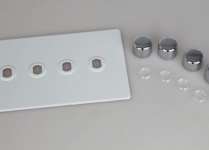 Varilight Matrix 4-Gang Double Plate Unpopulated Dimmer Kit. Screwless Primed and Ready to Paint