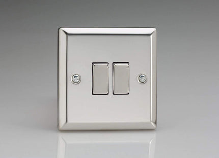 Varilight XC2D Rocker Switches Chrome 2-Gang Mirror Chrome