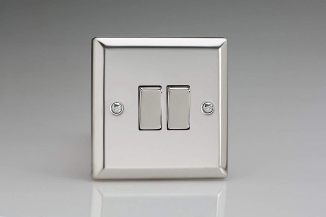Varilight XC2D Rocker Switches Chrome 2-Gang Mirror Chrome