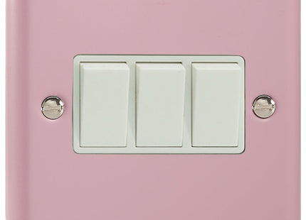 Varilight XY3WRP 3 Gang Triple Light Switch 1 or 2 Way 10 Amp Lamp Switch Rose Pink Lily Range
