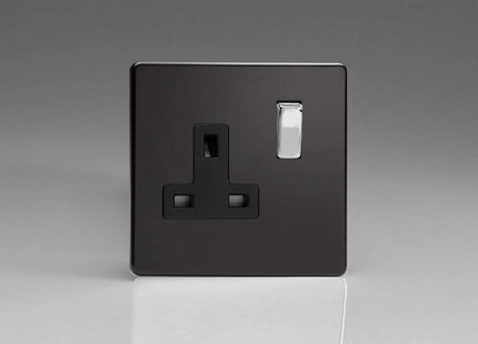 Varilight XDL4BS 13A Socket Premium Black Steel 1-Gang