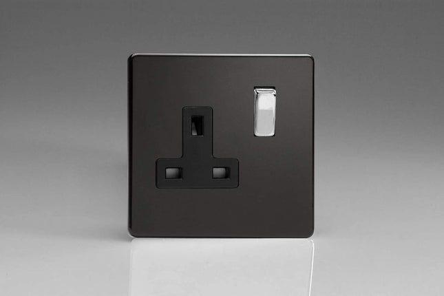 Varilight XDL4BS 13A Socket Premium Black Steel 1-Gang